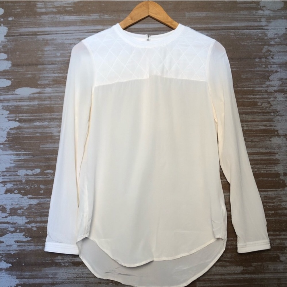 Madewell Cream Quilted Silk Blouse Size XS